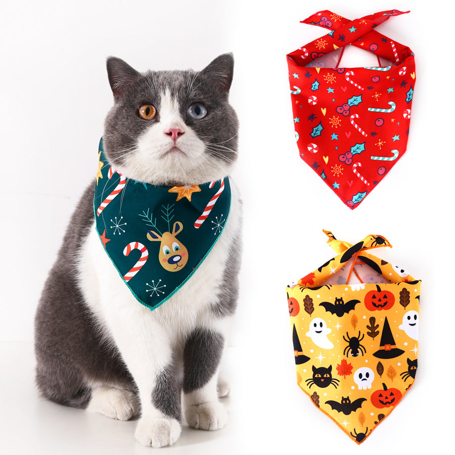 Weihnachts- und Halloween-Halstücher für Hunde und Katzen – Bunt & bequem